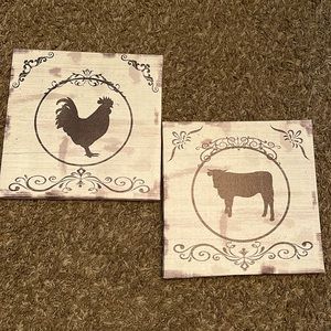 5/$20- 2 Farmhouse animal canvas decor 🐓 🐄